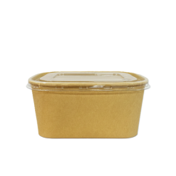 Tô giấy Kraft chữ nhật - Nắp PET